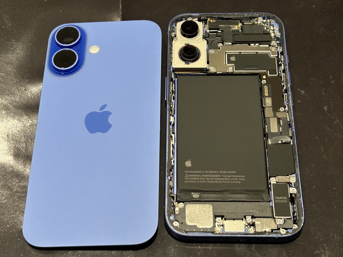 【秋田市 iPhone修理】iPhone 16 バッテリー交換｜新構造「電気分離型接着剤」で安全・短時間交換